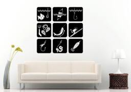Fishing Fisherman Catching A Fish With Poll Set Logo Wall Decal Vinyl Sticker Mural Room Decor L846 - thumbnail 1