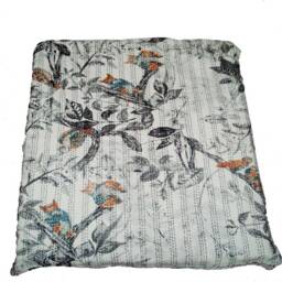 Owl Print Kantha Bed Cover Handmade Indian Cotton Quilt - 90x108 Inch - thumbnail 1