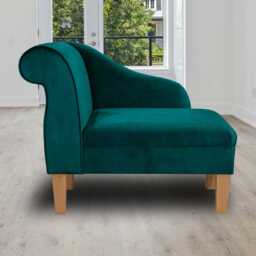Teal Shadow Velvet Chaise Longue - Ombra Luxury Mini Accent Chair British Made To Order