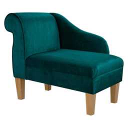 Teal Shadow Velvet Chaise Longue - Ombra Luxury Mini Accent Chair British Made To Order - thumbnail 2