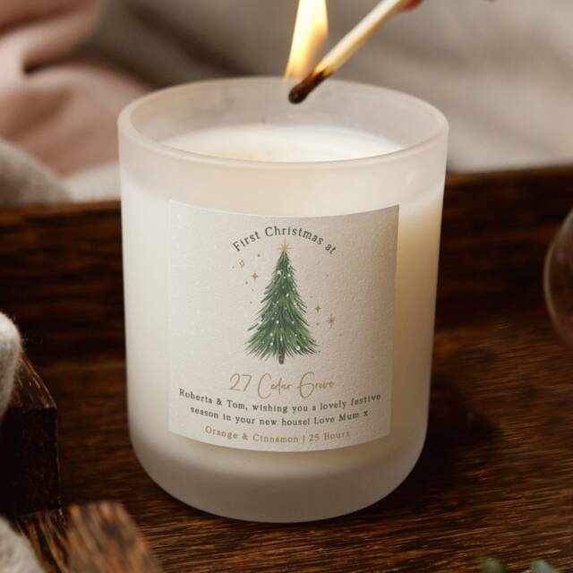Personalised First Home Christmas Candle Soy Wax Scented Candle Gift - image 1