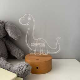 Personalised Dinosaur Night Light - Kids Nursery Lamp Custom Name Led Baby Room Decor Colour Changing - thumbnail 4