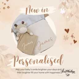 Personalised Embroidered Blanket + Giraffe Comforter Gift Set - Baby Girl Boy I Shower Newborn Coming Home Baby's 1st Gift - thumbnail 1