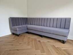 Fluted Back Steel Velvet Kitchen Under Seat Storage Corner Booth Bench Seating Any Colour Or Fabric Bespoke Made To Measure Banquet - thumbnail 1