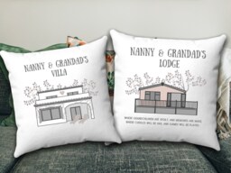Caravan Cushion, Personalised Grandparent Gifts, Personalised Caravan Accessories, Lodge Sign, Cabin Gift For Parents, Christmas - thumbnail 1