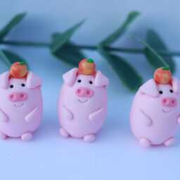 Polymer Clay Pig Ornament, Handmade Desk Buddy, Animal Lover, Birthday Gift - thumbnail 2