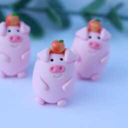 Polymer Clay Pig Ornament, Handmade Desk Buddy, Animal Lover, Birthday Gift - thumbnail 4