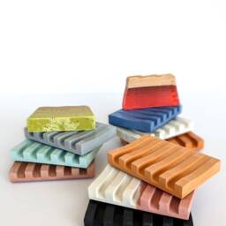 Rectangle Concrete Soap Dish - 35 Colours Funnelled Draining Tray Block Holder Home Kitchen Sink Accessory Spout Drainage - thumbnail 2