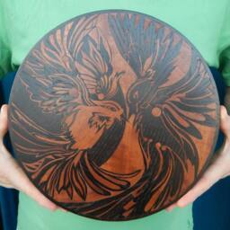 Yin Yang Birds Home Decor Wood Wall Hanging - thumbnail 3