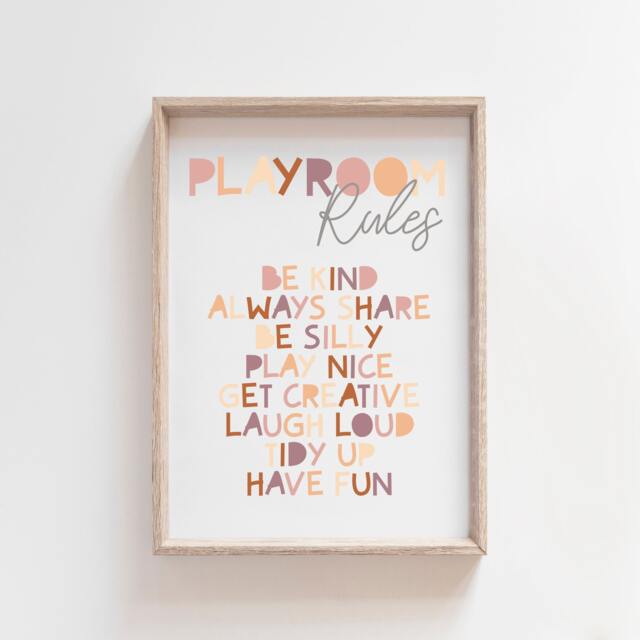 Playroom Rules Print, Prints, Girls Nursery Wall Art, Bedroom Art - image 1