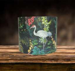 Crane Lampshade For Ceiling & Table Lamps, Tropical Jungle Bird Drum Or Empire Light Shade - thumbnail 1