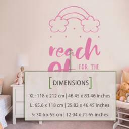 Nursery Wall Decal Reach For The Stars Quote, Rainbow Decor - thumbnail 2