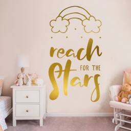 Nursery Wall Decal Reach For The Stars Quote, Rainbow Decor - thumbnail 3