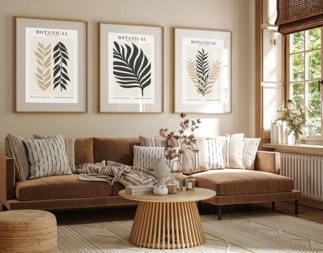 Neutral Wall Prints, Botanical Bedroom Line Art, Home Decor, Hand Drawn Plants, Set Of 3 Prints A2 A1 - image 1
