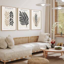 Neutral Wall Prints, Botanical Bedroom Line Art, Home Decor, Hand Drawn Plants, Set Of 3 Prints A2 A1 - thumbnail 2