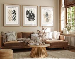 Neutral Wall Prints, Botanical Bedroom Line Art, Home Decor, Hand Drawn Plants, Set Of 3 Prints A2 A1 - thumbnail 1