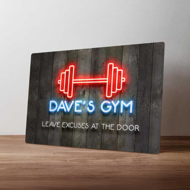Personalised Garage Gym Sign - Custom Neon Style Home Workout Decor Weightlifting Wall Art in A5, A4, A3 - image 1