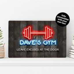 Personalised Garage Gym Sign - Custom Neon Style Home Workout Decor Weightlifting Wall Art in A5, A4, A3 - thumbnail 2