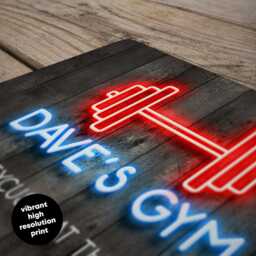 Personalised Garage Gym Sign - Custom Neon Style Home Workout Decor Weightlifting Wall Art in A5, A4, A3 - thumbnail 3