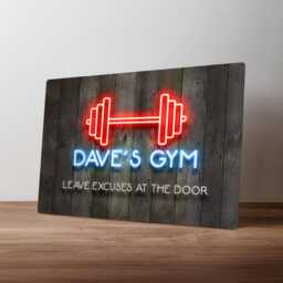 Personalised Garage Gym Sign - Custom Neon Style Home Workout Decor Weightlifting Wall Art in A5, A4, A3 - thumbnail 1