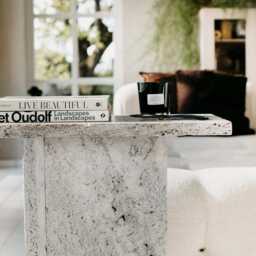 Jazzal L Stone Table/Grey Tones, Minimalist Natural Travertine Bedside/Sofa-Side/Livingroom/Coffee - thumbnail 3