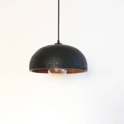 Black Pendant Light For Kitchen Island, Flush Mount Ceiling Light, Farmhouse Natural Lamp Shade - thumbnail 2