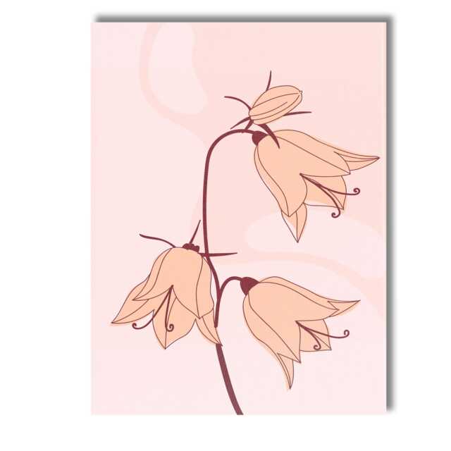 Minimalist Beige Bellflower Botanical Line Art Illustration Canvas Wall Print Decor Picture Ready To Hang - image 1