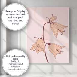 Minimalist Beige Bellflower Botanical Line Art Illustration Canvas Wall Print Decor Picture Ready To Hang - thumbnail 3