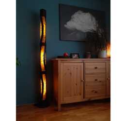 Floor Lamp, Standing Tall Wood Lamp Bamboo, Rustic Modern Artisan Boho