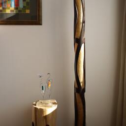 Floor Lamp, Standing Tall Wood Lamp Bamboo, Rustic Modern Artisan Boho - thumbnail 3