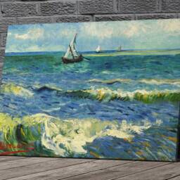 Seascape Near Les Saintes Van Gogh Canvas Framed Glossy Coated Premium With Metal Hanger Various Sizes - thumbnail 2