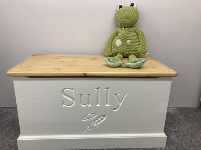 Handmade, Personalised Solid Wood Rocket Toy Box With Soft Closing Lid - image 1