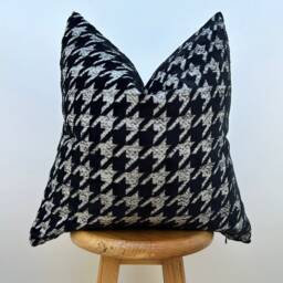 Houndstooth Throw Pillow Cover Black White Accent Cushion, Lumbar - Euro Sham - Duties Paid Usa - thumbnail 2