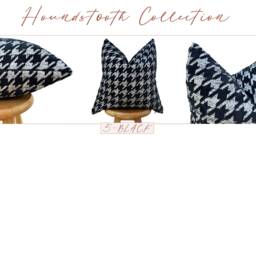 Houndstooth Throw Pillow Cover Black White Accent Cushion, Lumbar - Euro Sham - Duties Paid Usa - thumbnail 4