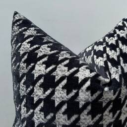 Houndstooth Throw Pillow Cover Black White Accent Cushion, Lumbar - Euro Sham - Duties Paid Usa - thumbnail 3