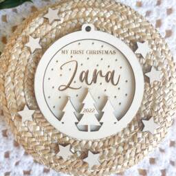2025 Christmas Tree Ornament, Custom Wooden Engraved Ornament, Christmas Gift, Personalized Holiday Ornament - thumbnail 1