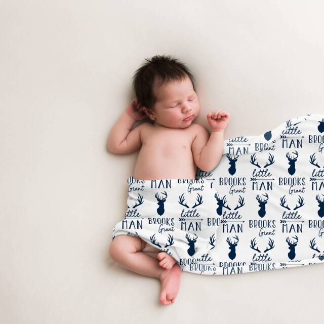 Woodland Personalized Swaddle Blanket, Baby Name Birth Announcement Boy Blanket Hospital - image 1