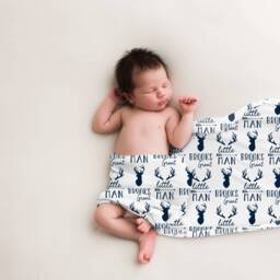 Woodland Personalized Swaddle Blanket, Baby Name Birth Announcement Boy Blanket Hospital - thumbnail 1
