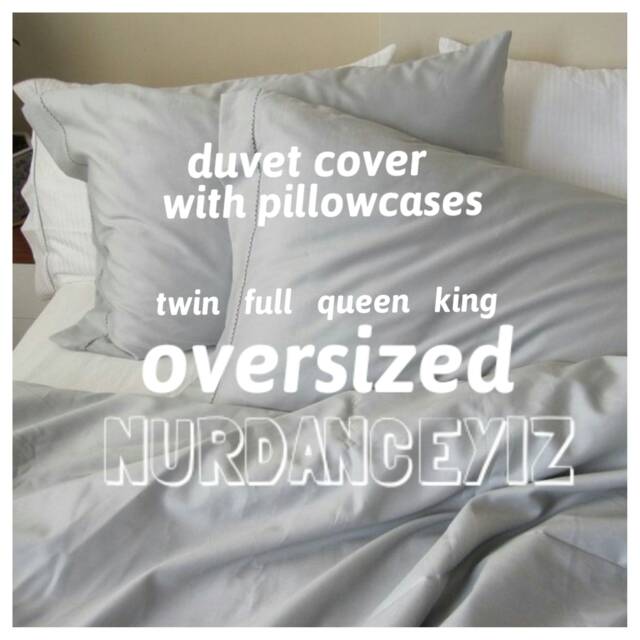 Oversized King Duvet Cover Set Solid Gray Cotton Sateen - image 1