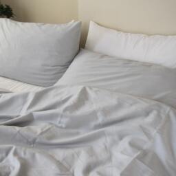 Oversized King Duvet Cover Set Solid Gray Cotton Sateen - thumbnail 2