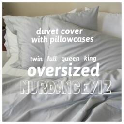Oversized King Duvet Cover Set Solid Gray Cotton Sateen - thumbnail 1