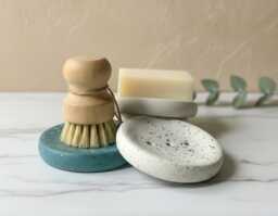Modern Terrazzo Cement Soap Dish With Drainage Stylish Kitchen & Bathroom Accessory For Bar Sinks