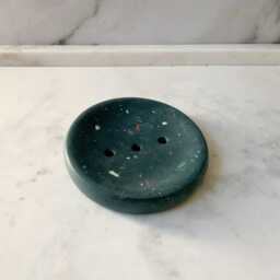 Modern Terrazzo Cement Soap Dish With Drainage Stylish Kitchen & Bathroom Accessory For Bar Sinks - thumbnail 4