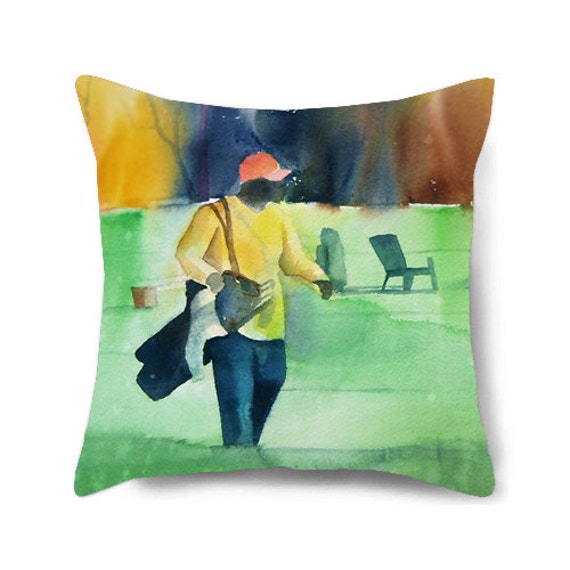 Decorative Pillow Cover, Golf Pillow, Black Artwork, Gift For Him, Golfer, Golfer Gift, Couch, Throw 18x18 - image 1