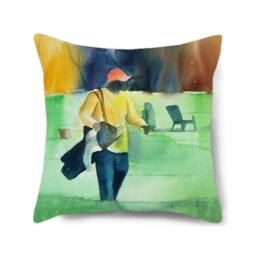 Decorative Pillow Cover, Golf Pillow, Black Artwork, Gift For Him, Golfer, Golfer Gift, Couch, Throw 18x18 - thumbnail 1