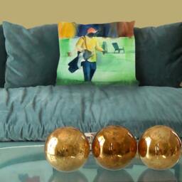 Decorative Pillow Cover, Golf Pillow, Black Artwork, Gift For Him, Golfer, Golfer Gift, Couch, Throw 18x18 - thumbnail 3