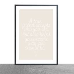 A True Friend Quote Print - Inspo Gift- Black & White Simple Typography Colour Best Friends - thumbnail 2
