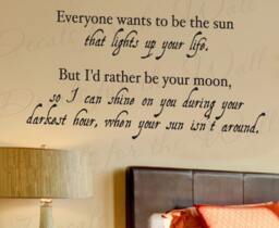 Everyone Wants Be Sun Moon Love Bedroom Family Decorative Vinyl Lettering Quote Large Wall Decal Art Sticker Decoration Saying Decor L53 - thumbnail 1