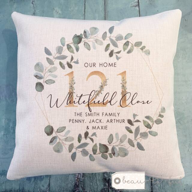 Personalised Our Home Botanical Geometric Greenery Design New Quote Linen Style Cushion Decor Cover