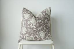 "Block Print Pillow Cover Floral Batik, Natural Dyed Textile - 20"" X 20" - thumbnail 1